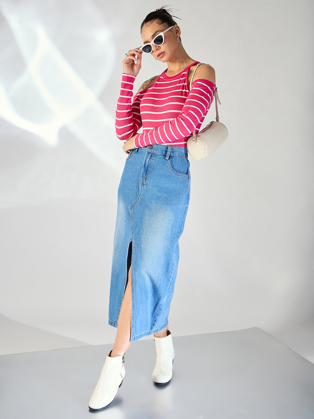 Shoulder Cutout Ribbed Top - Uptownie