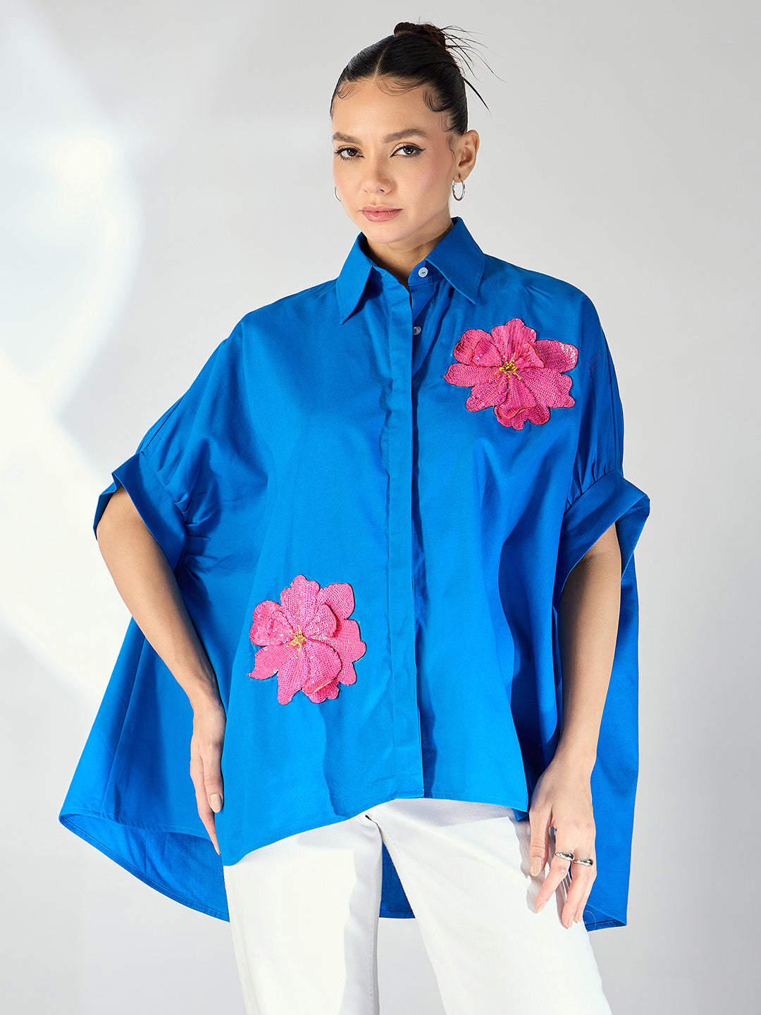 Antifit Embellished Cotton Shirt - Uptownie