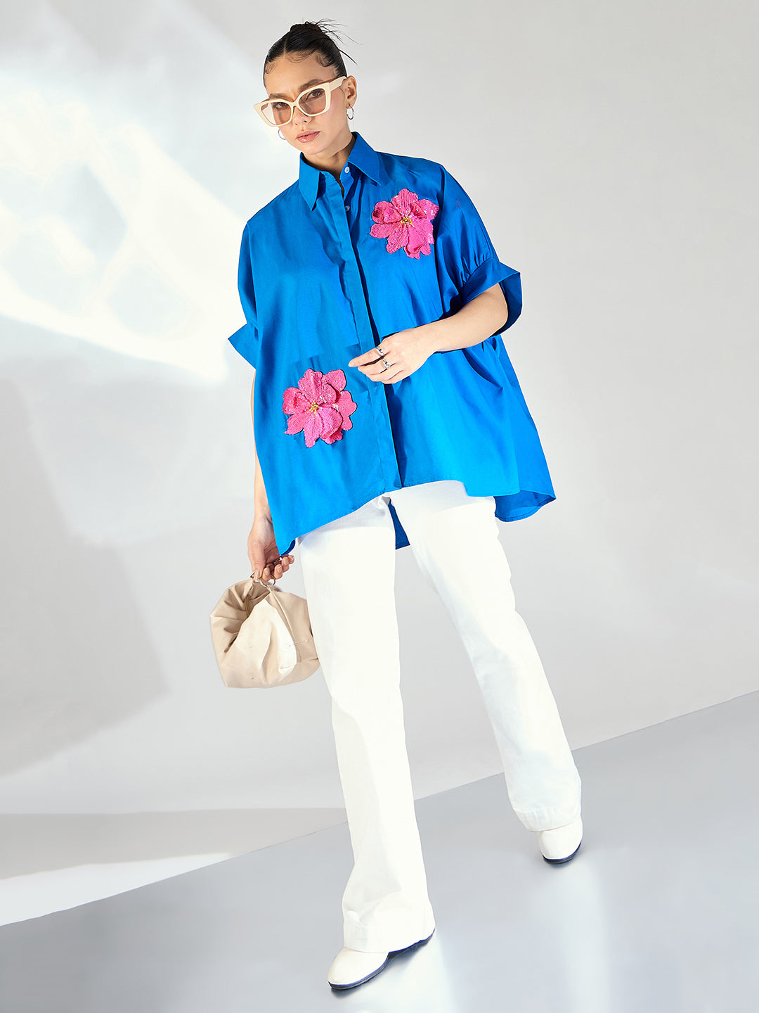 Antifit Embellished Cotton Shirt - Uptownie