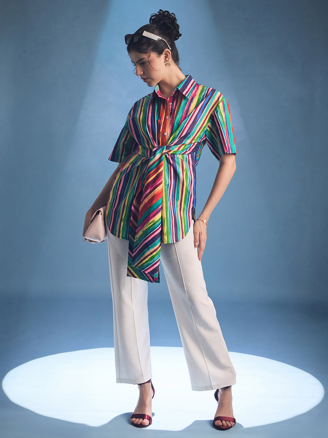 Front Tie-Up Cotton Shirt - Uptownie
