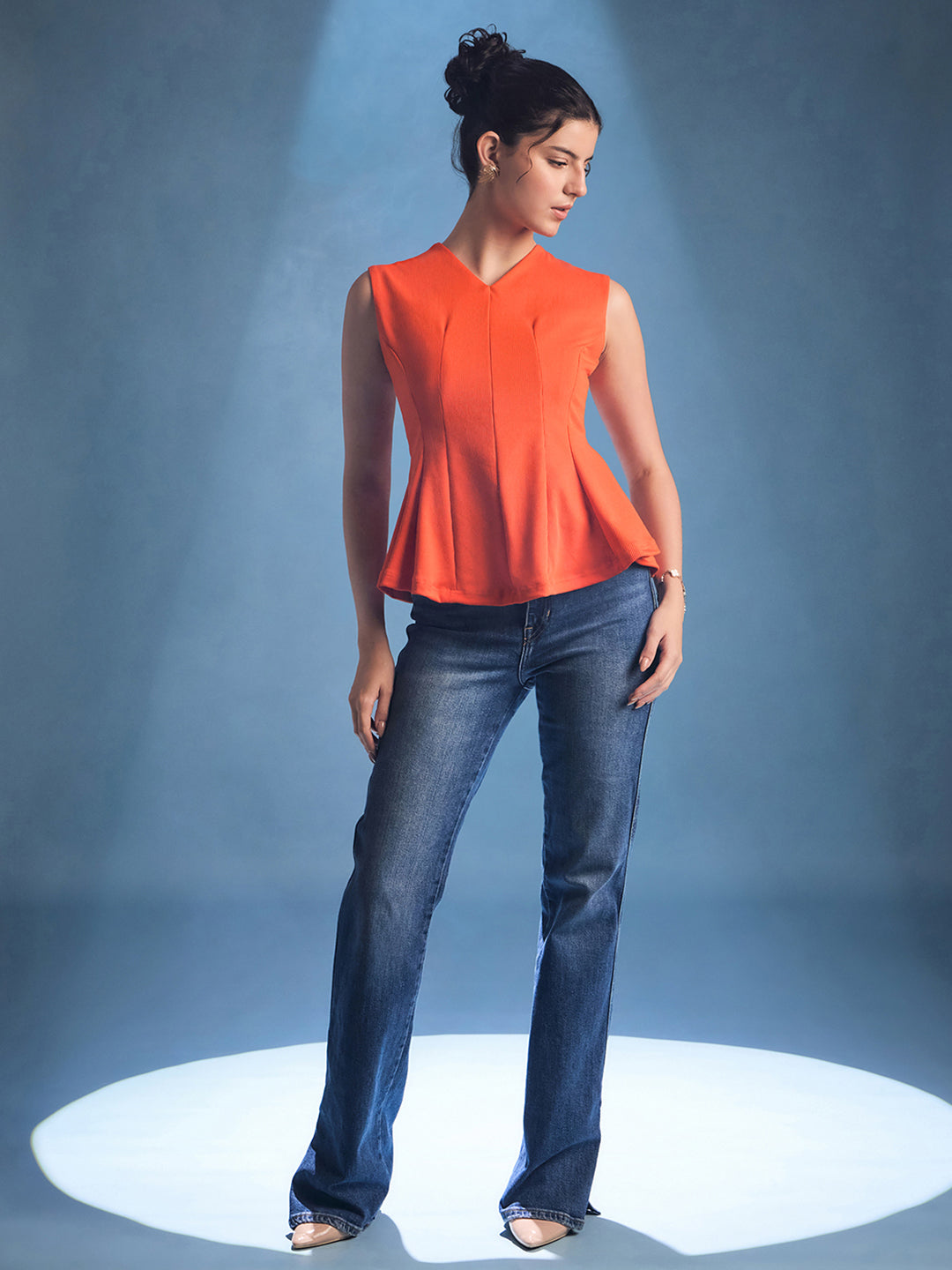 Stretchable Panelled Peplum Top - Uptownie