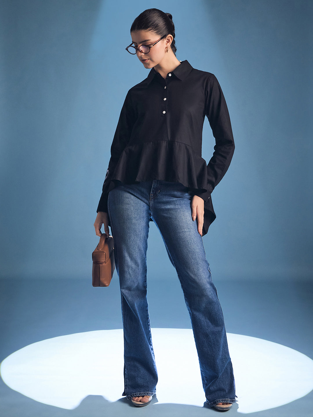 Cotton Peplum Shirt - Uptownie