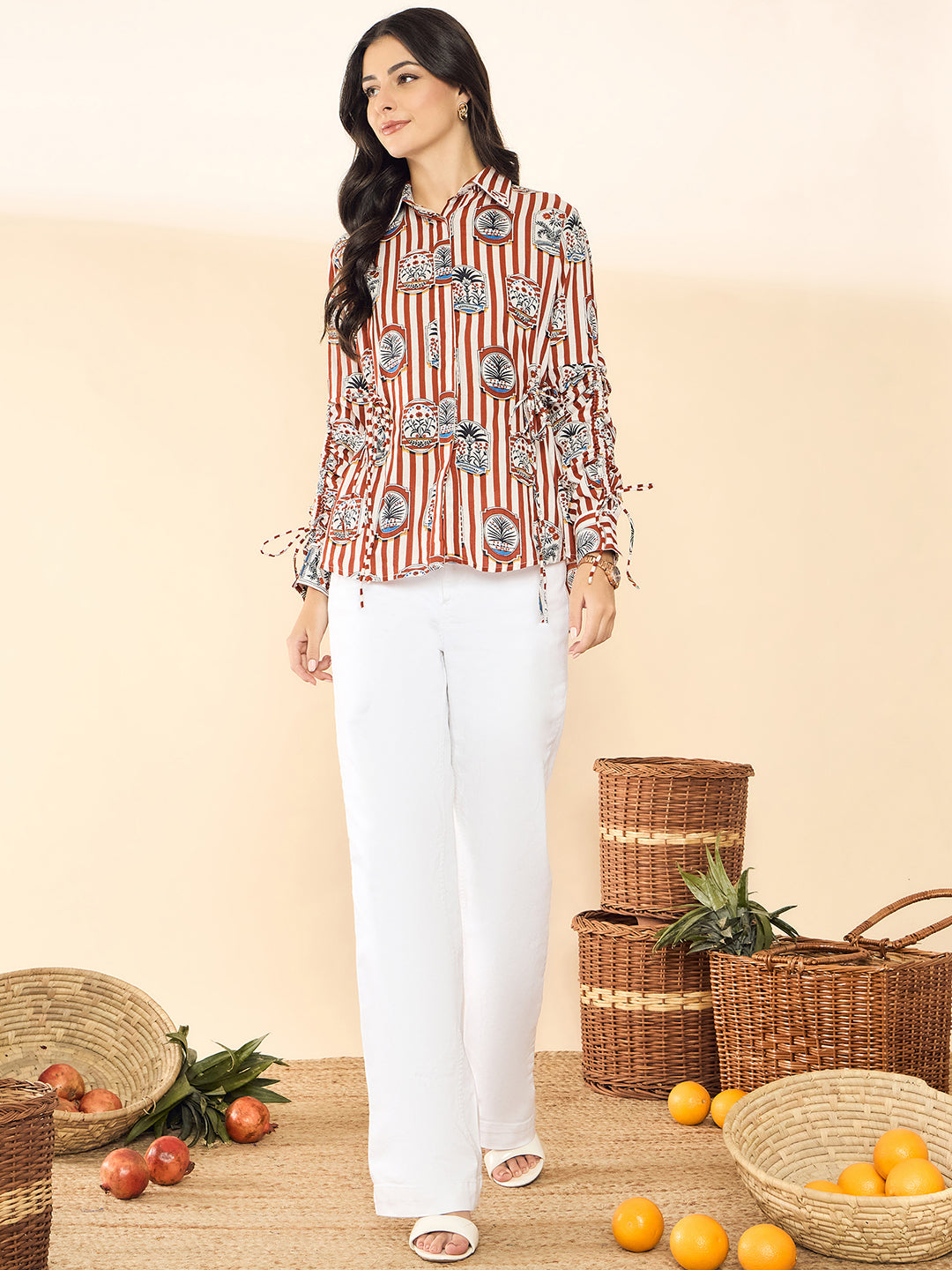 Cinch Waist Pure Cotton Tie-Up Shirt