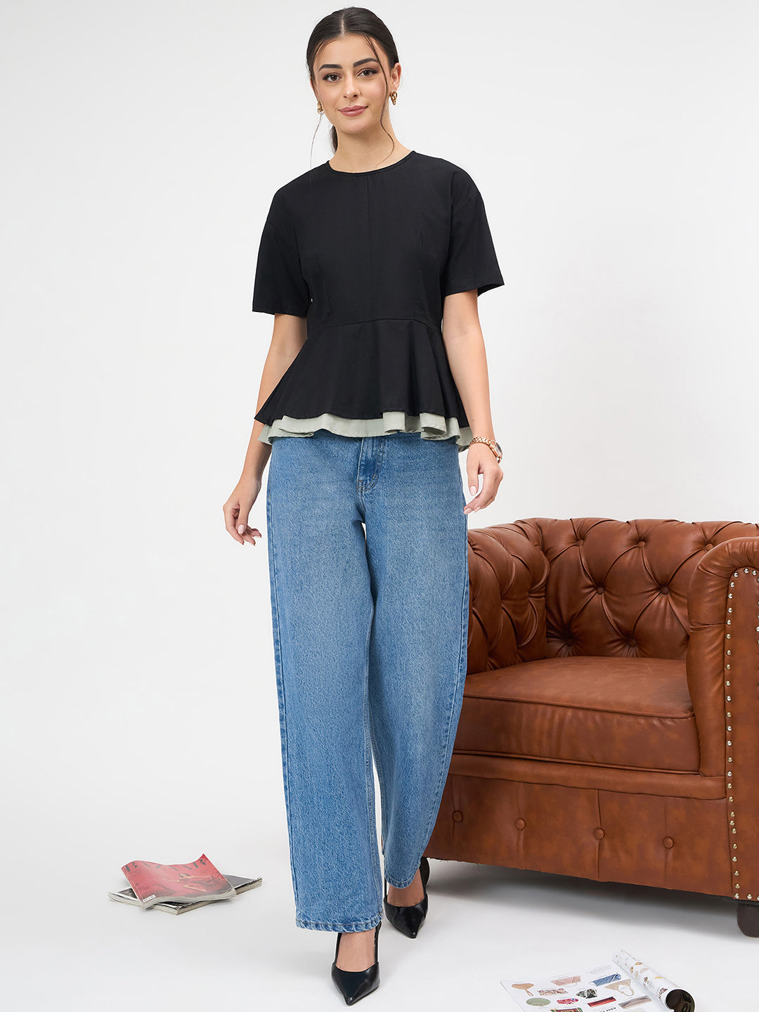 Pure Cotton Layered Peplum Top