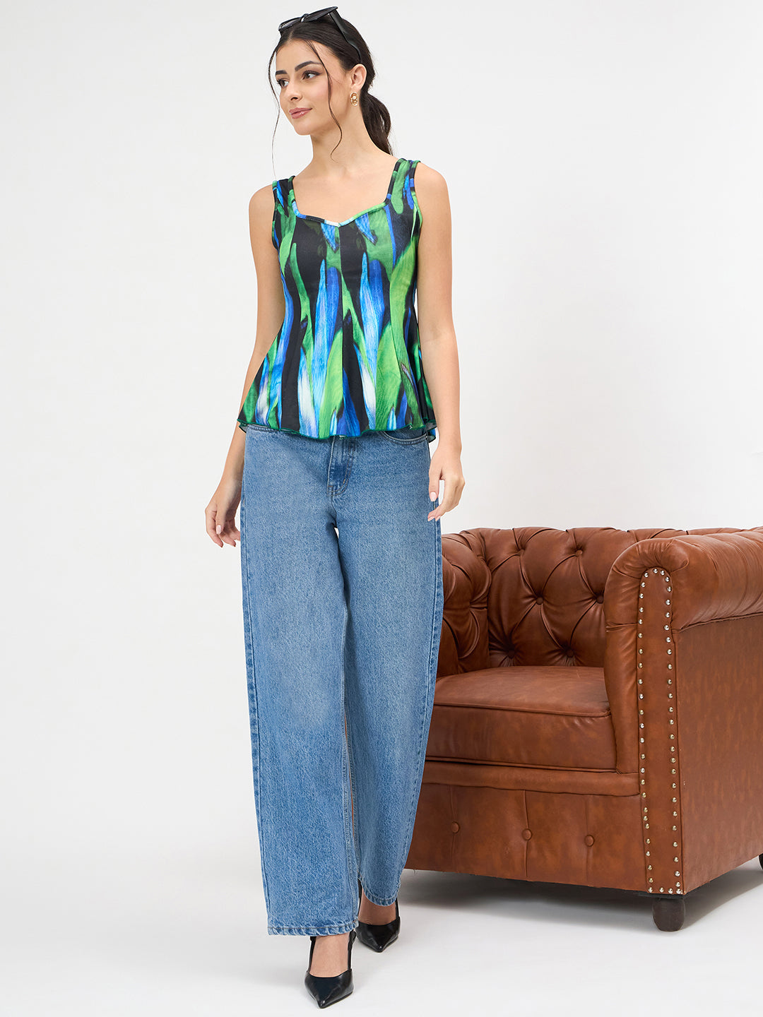 Stretchable Panelled Peplum Top