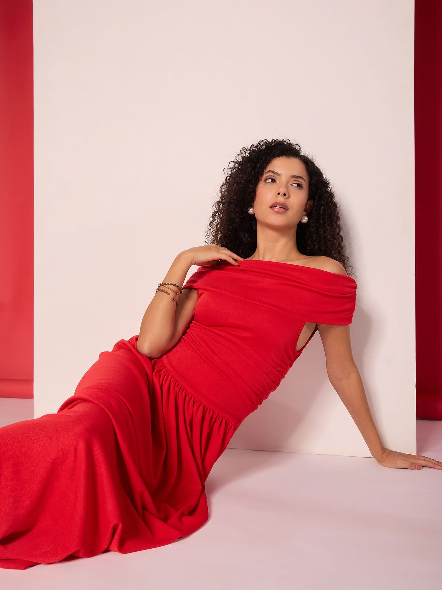 Off Shoulder Drop Waist Maxi Dress - Uptownie