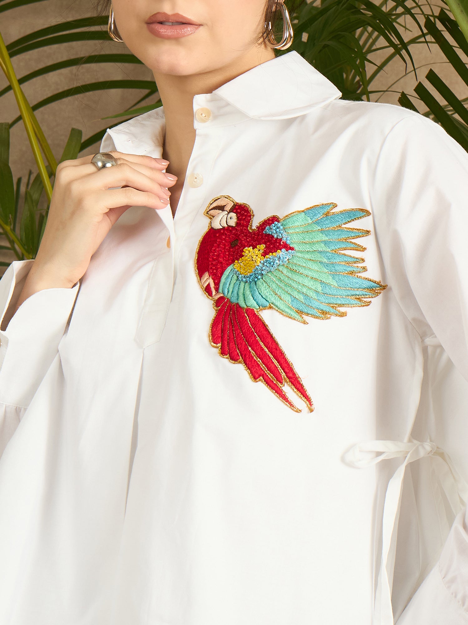 Double Layered Applique Cotton Shirt - Uptownie