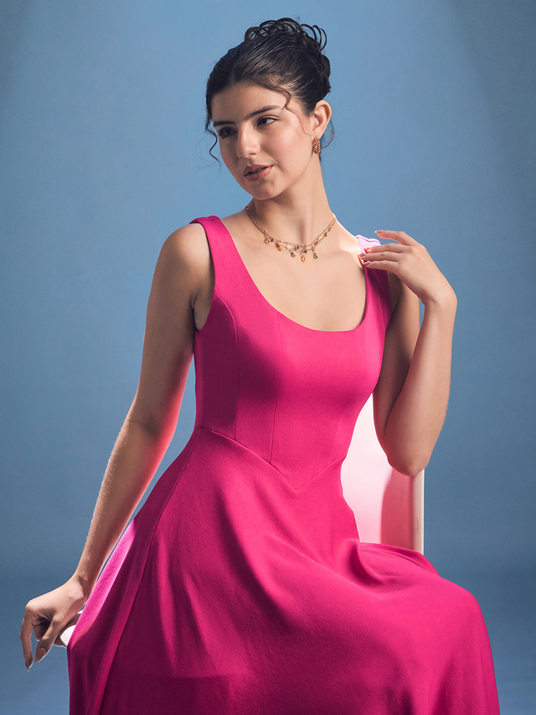 Corset Fit & Flare Midi Dress - Uptownie