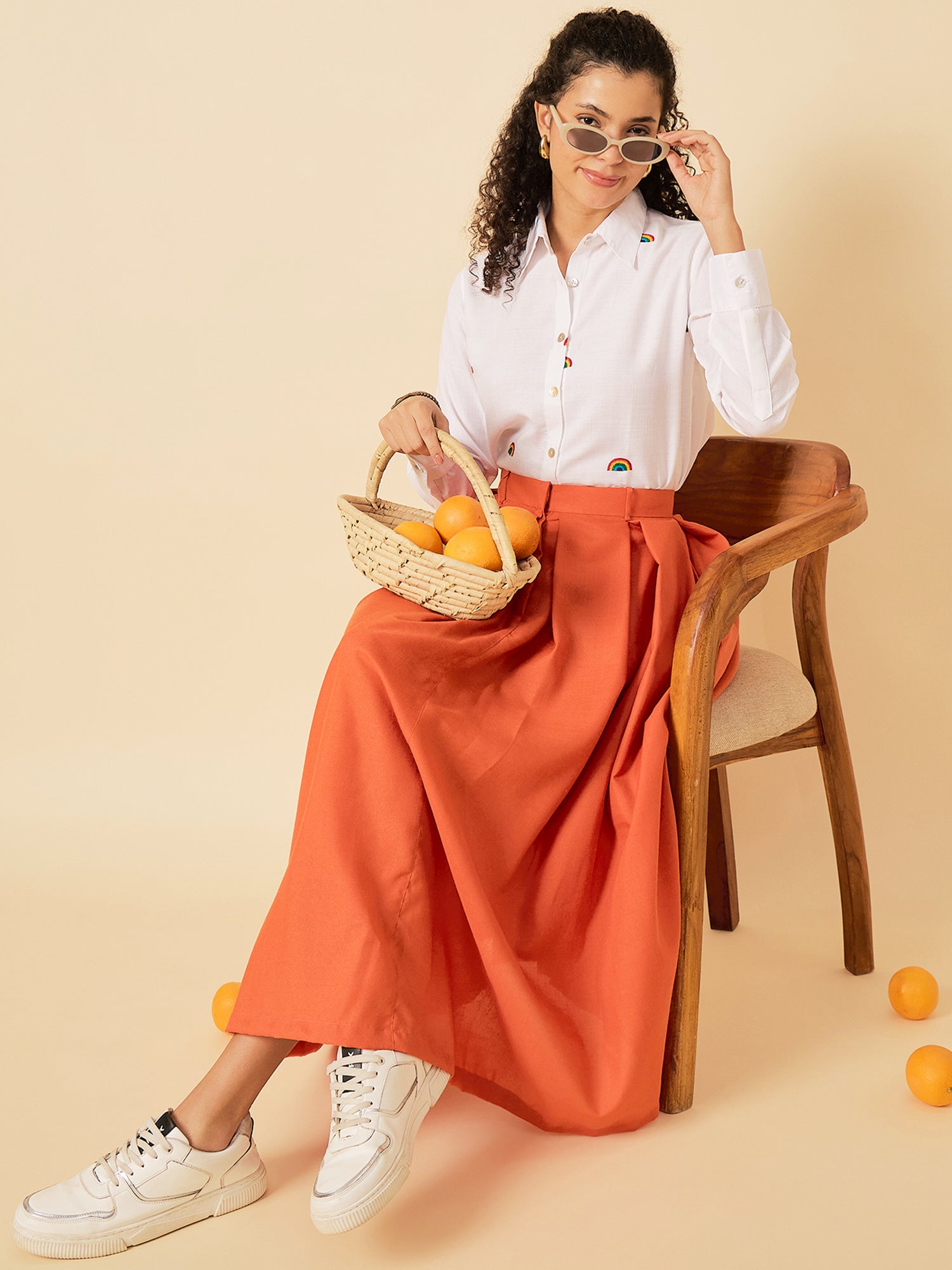 Box Pleated Midi Skirt