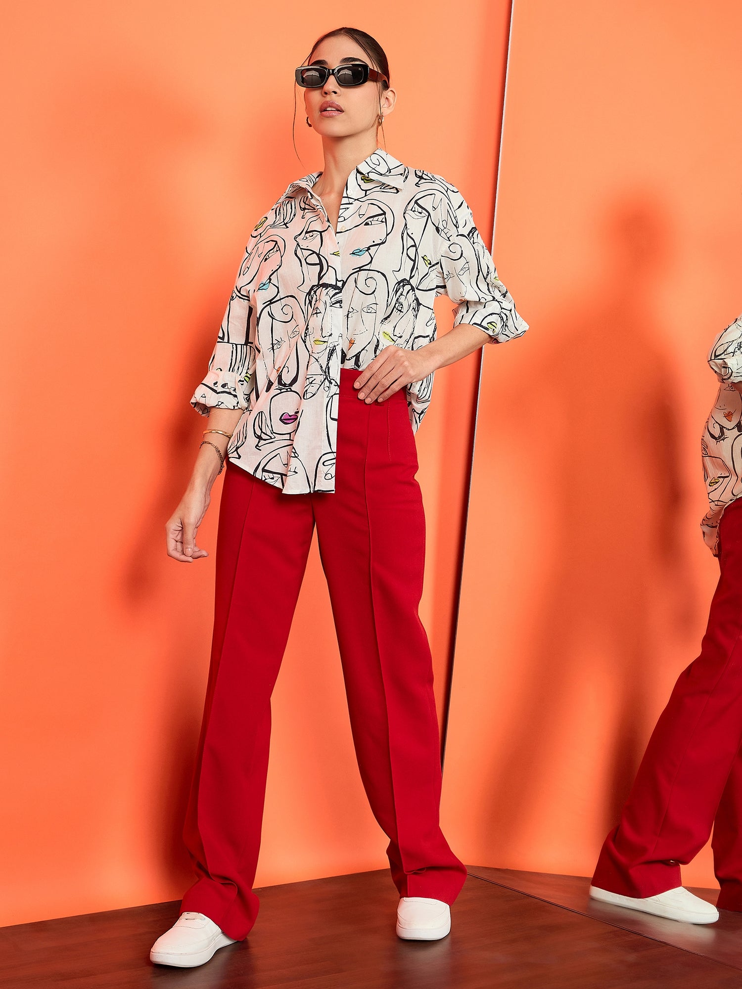 Printed Asymmetrical Cotton Shirt - Uptownie