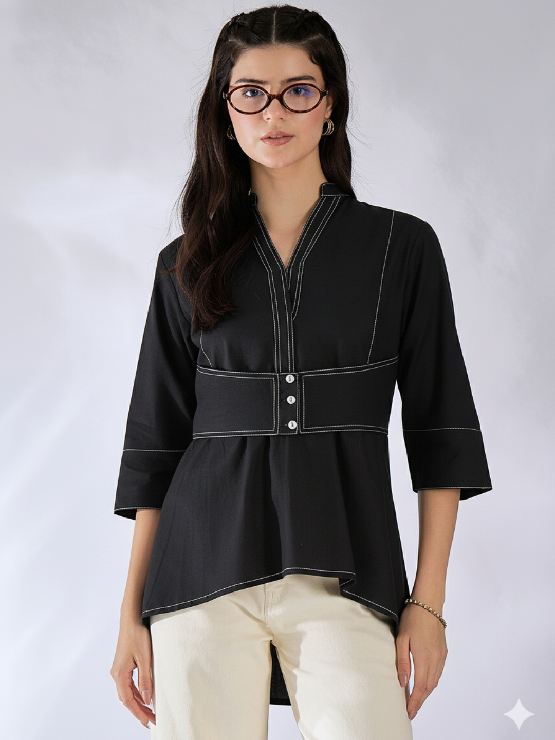 Corset Panelled Cotton Shirt