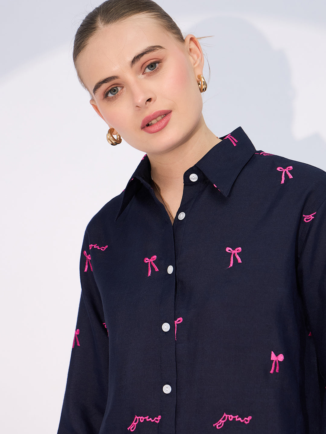 All Over Embroidered Cotton Shirt - Uptownie