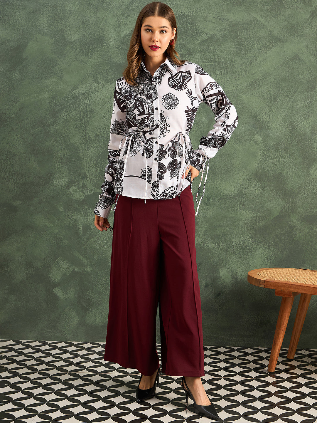 Cinch Waist Pure Cotton Tie-Up Shirt