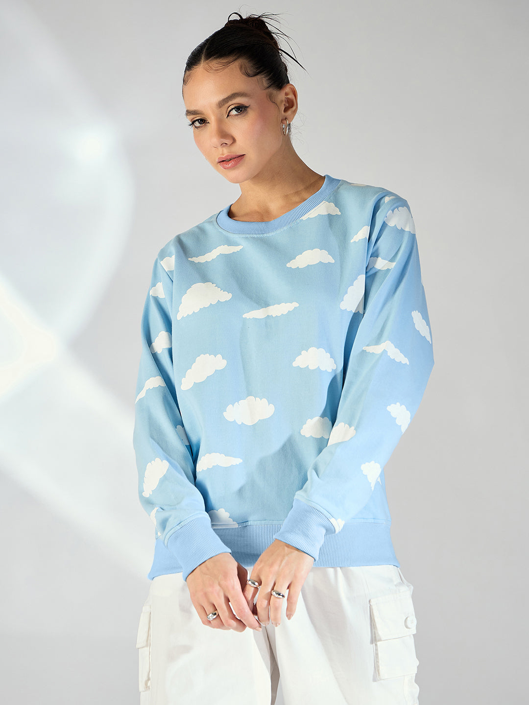 Cloud Printed Cotton Sweatshirt - Uptownie