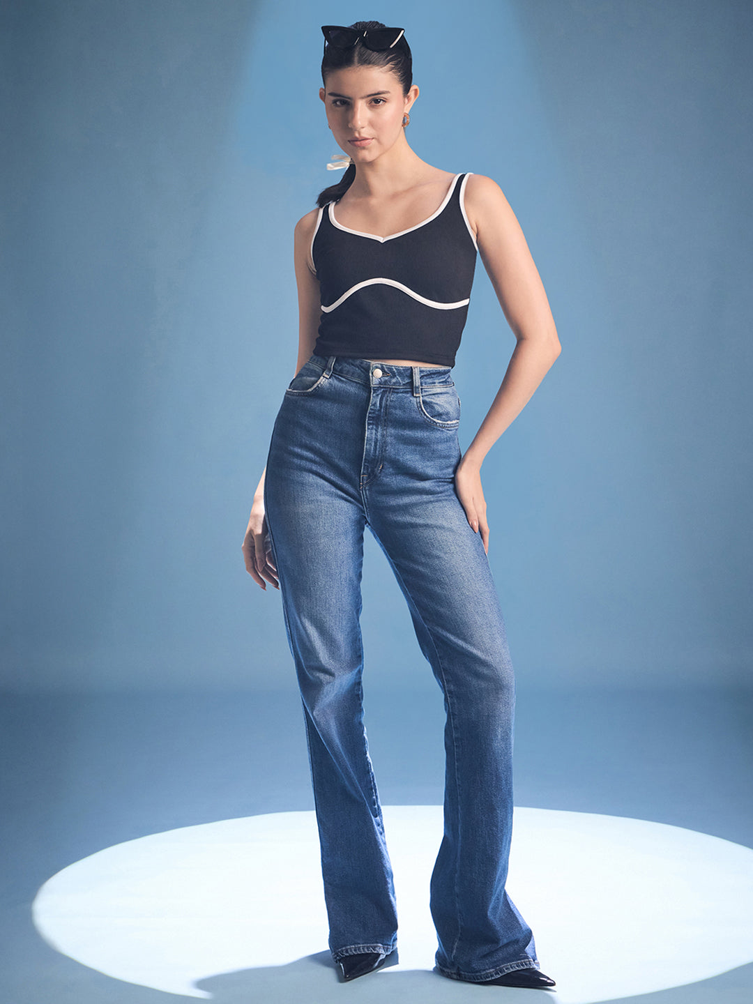 Contrast Bordered Ribbed Crop Top - Uptownie