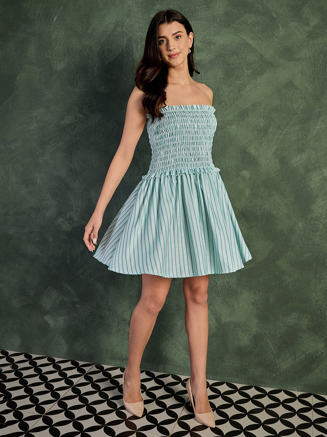 chinese dress ladies Pure Linen Strapless Mini Dress