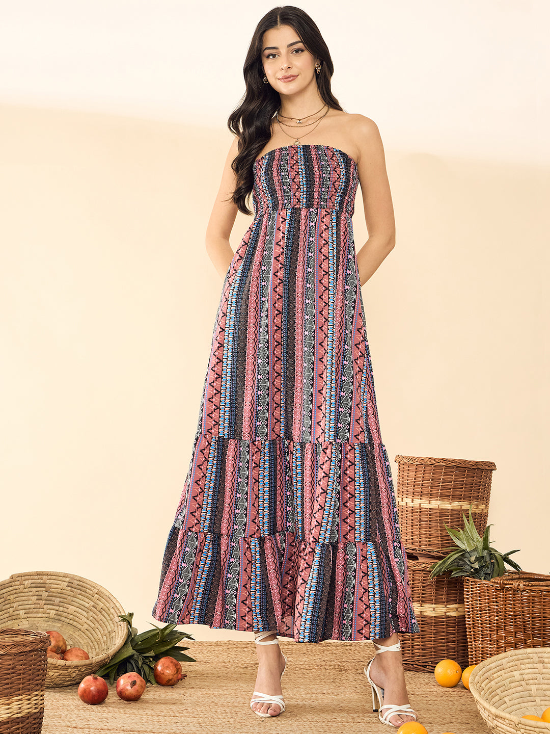 Strapless Smocked Maxi Dress