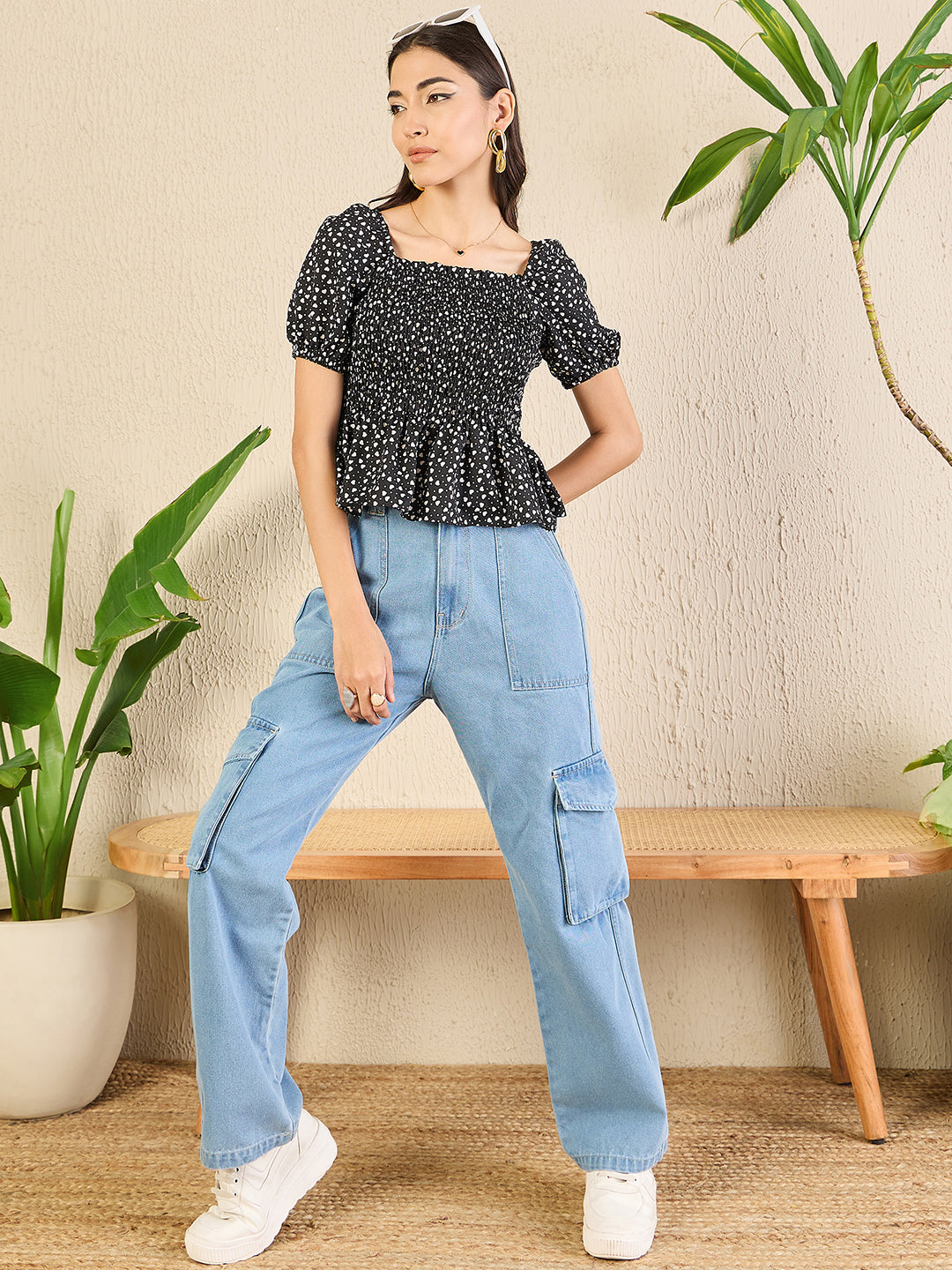 Smocked Peplum Top - Uptownie
