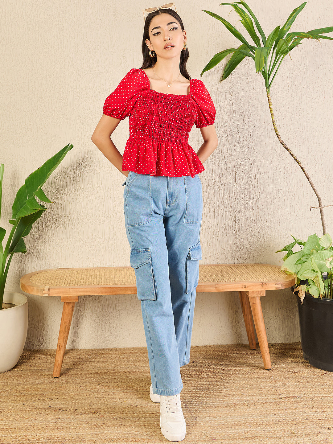 Smocked Peplum Top - Uptownie