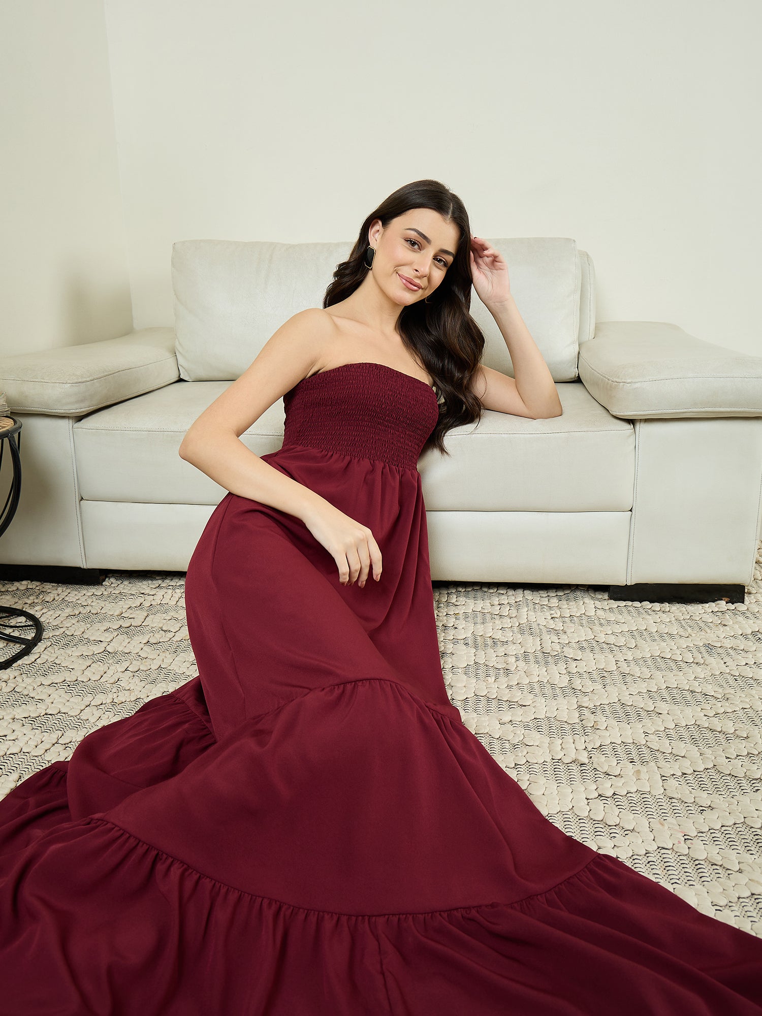 Strapless Smocked Maxi Dress