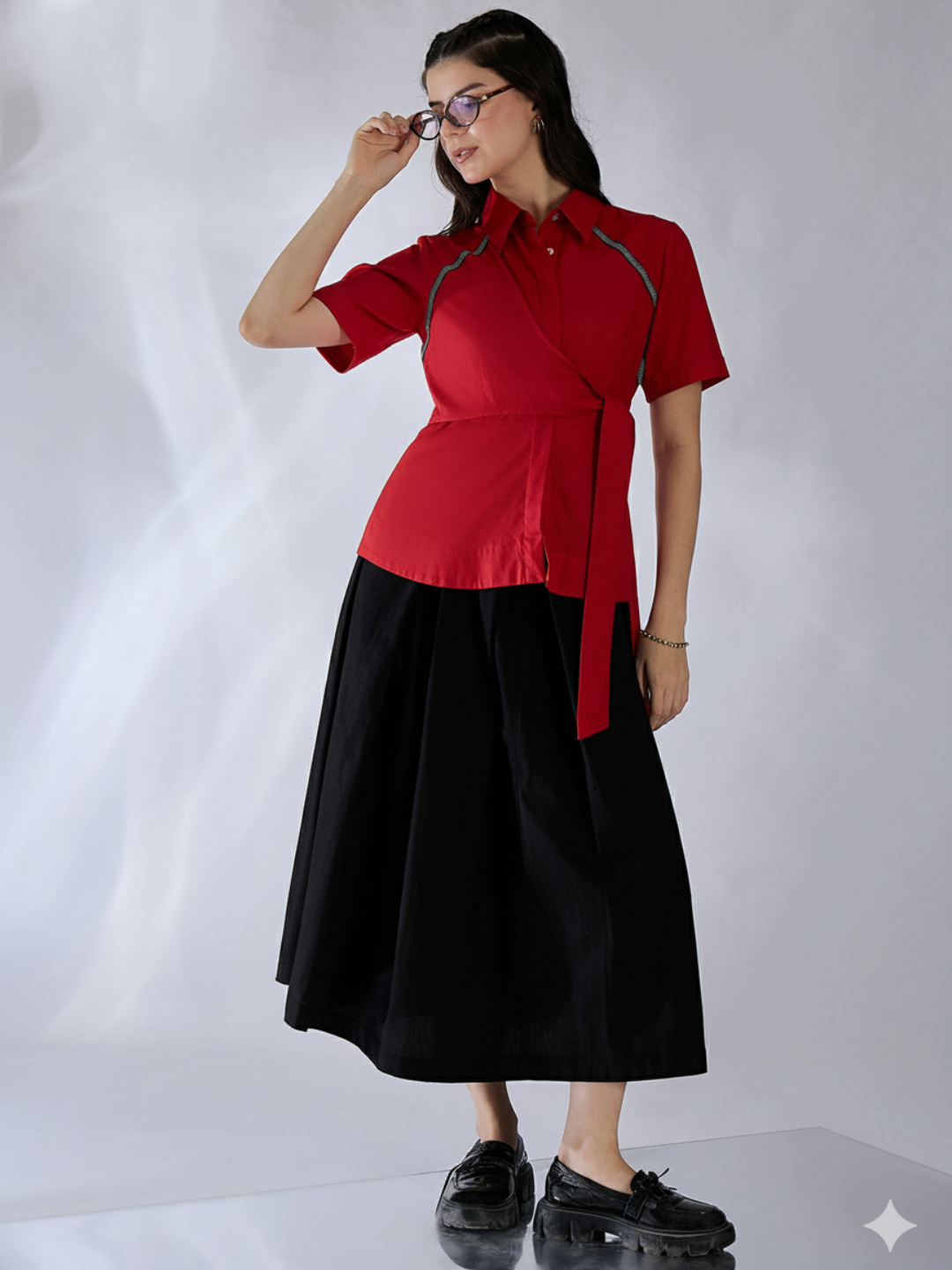 Cotton Waist Tie-Up Shirt