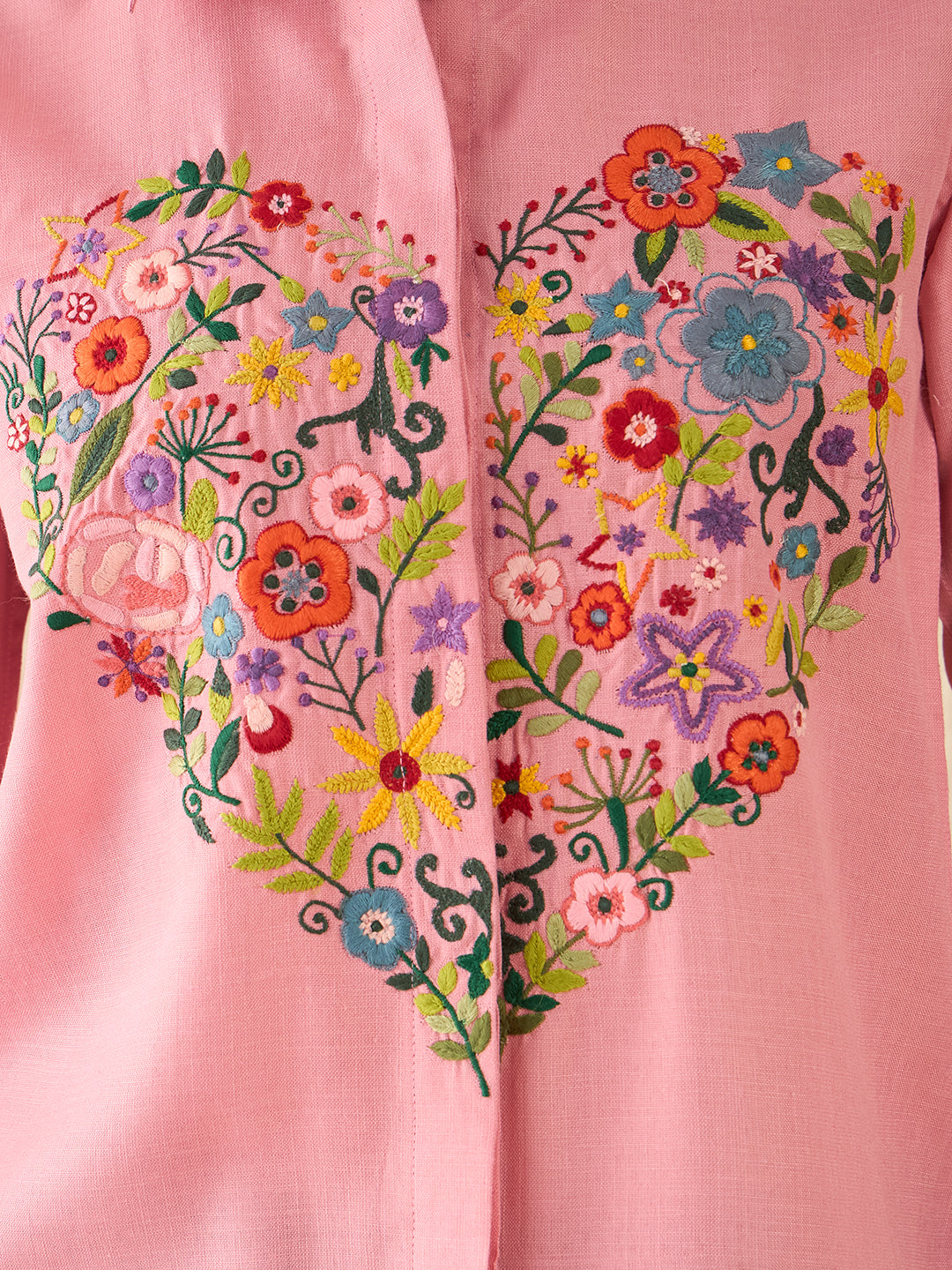 Floral Embroidered Cotton Shirt - Uptownie