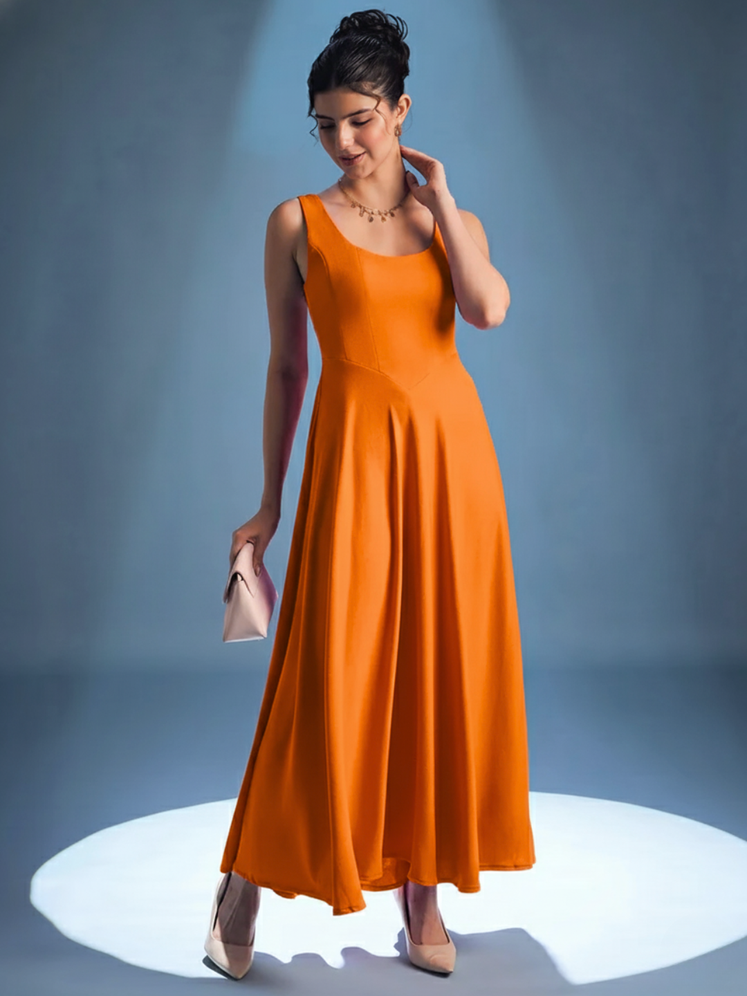 slim fit dress slacks Stretchable Corset Fit & Flare Midi Dress