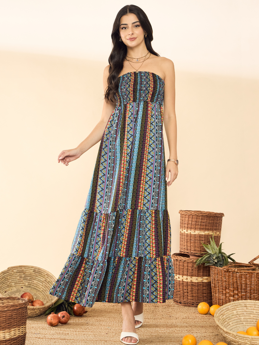 Strapless Smocked Maxi Dress