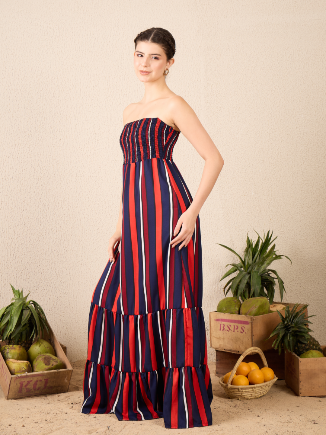 Off Shoulder Smocked Maxi Dress
