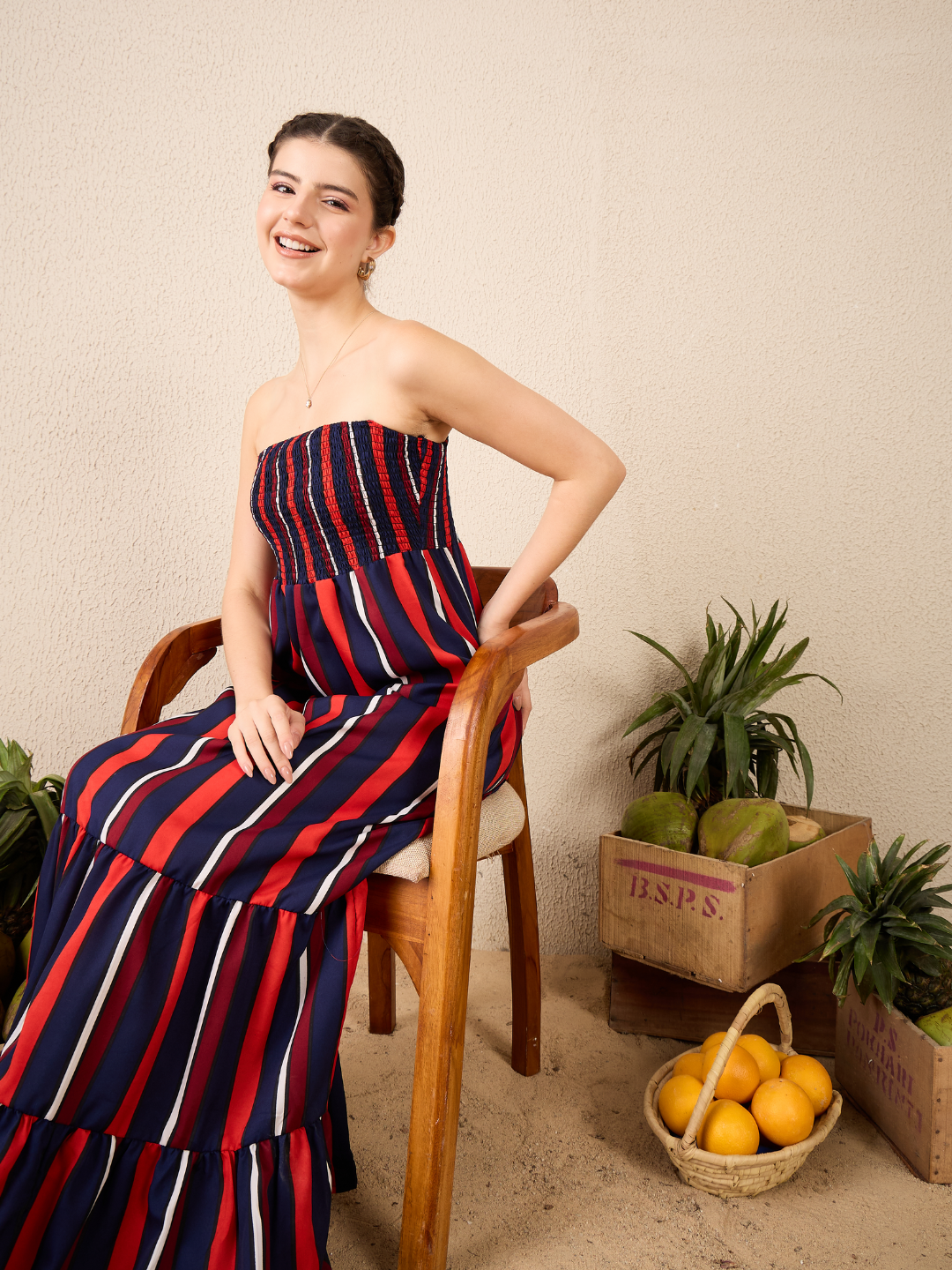 Off Shoulder Smocked Maxi Dress