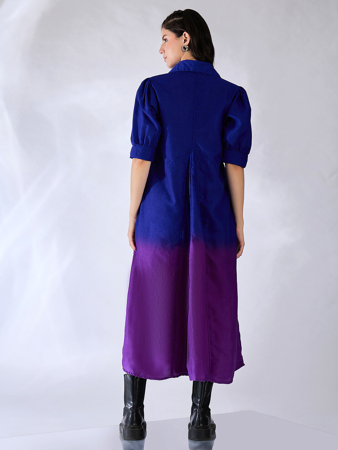 Front Pleated Cotton Midi Dress - Uptownie