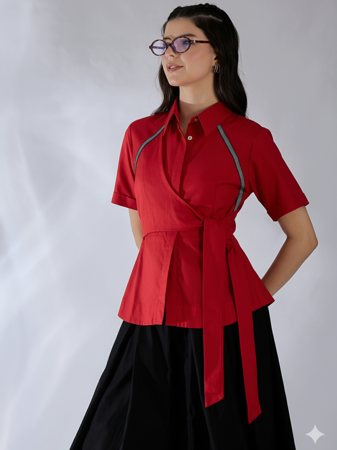 Cotton Waist Tie-Up Shirt