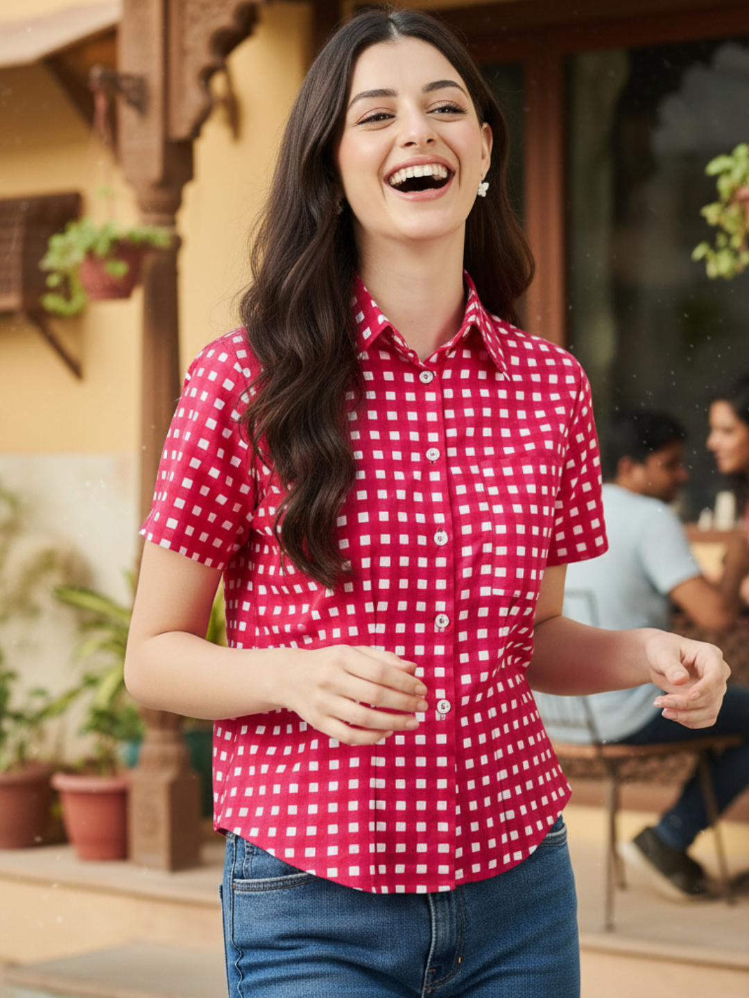 Cotton Half Sleeve Fitted Shirt - Uptownie