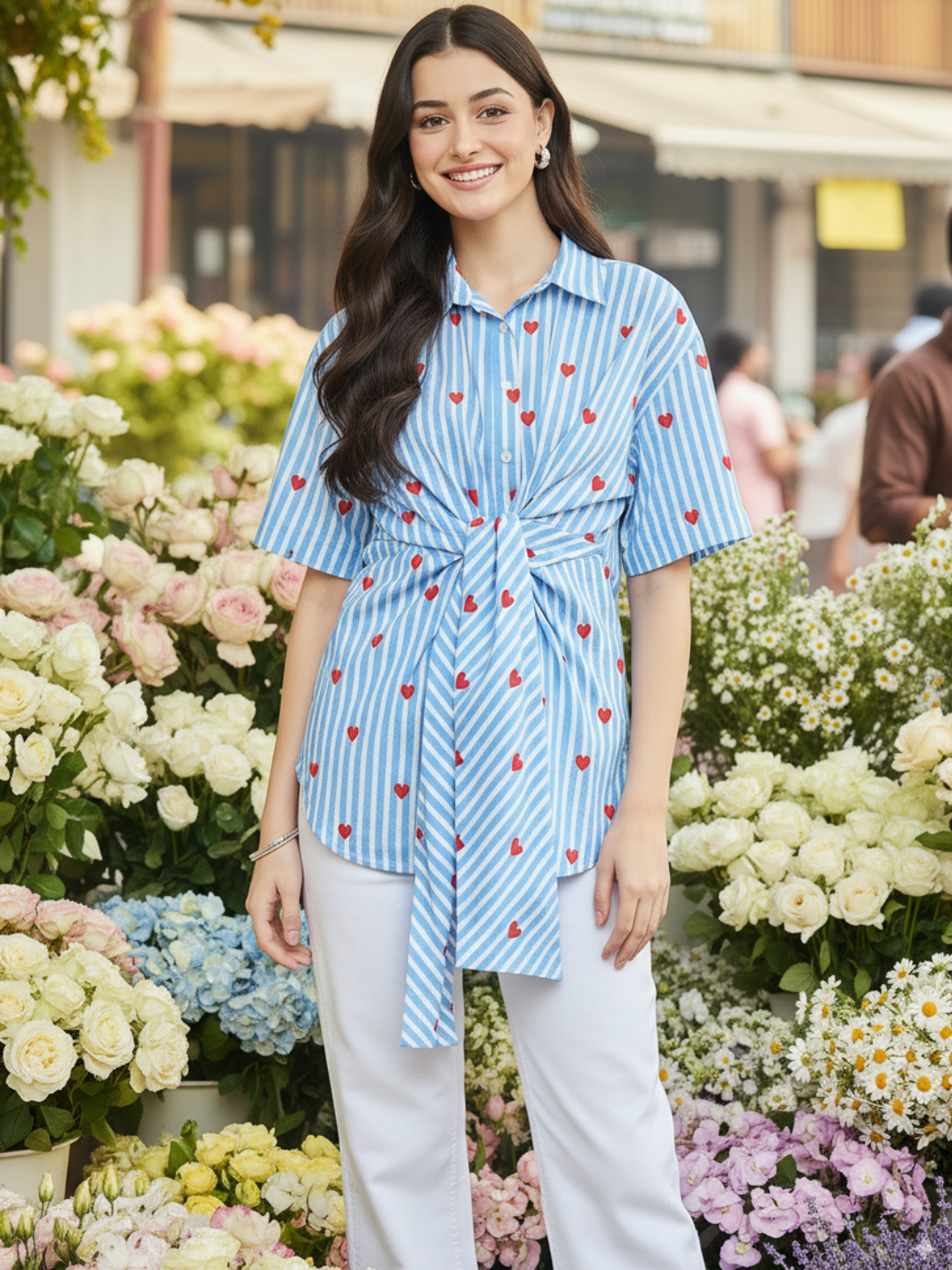 Front Tie-Up Cotton Shirt - Uptownie