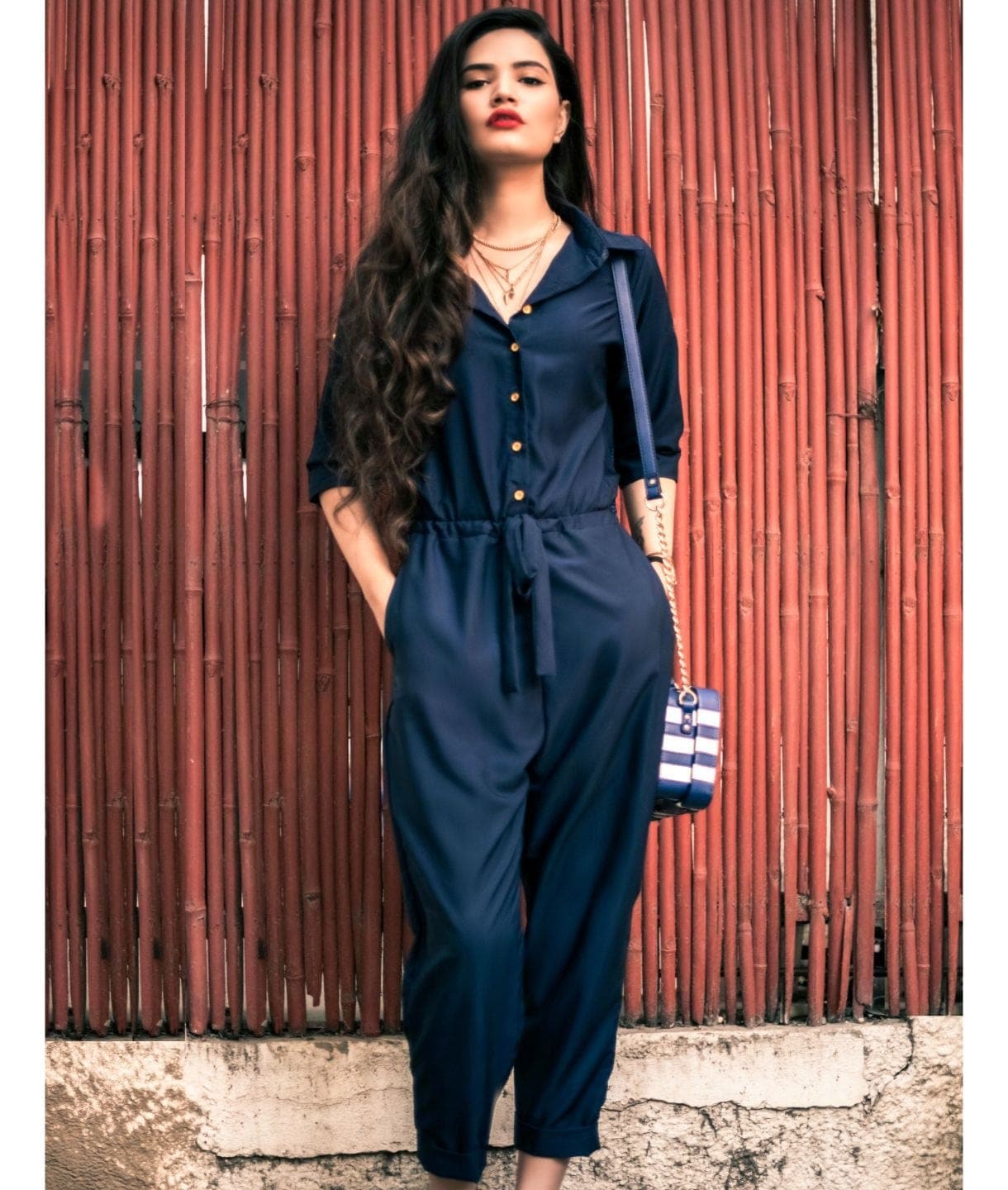Button Down Roll-up Jumpsuit - Uptownie
