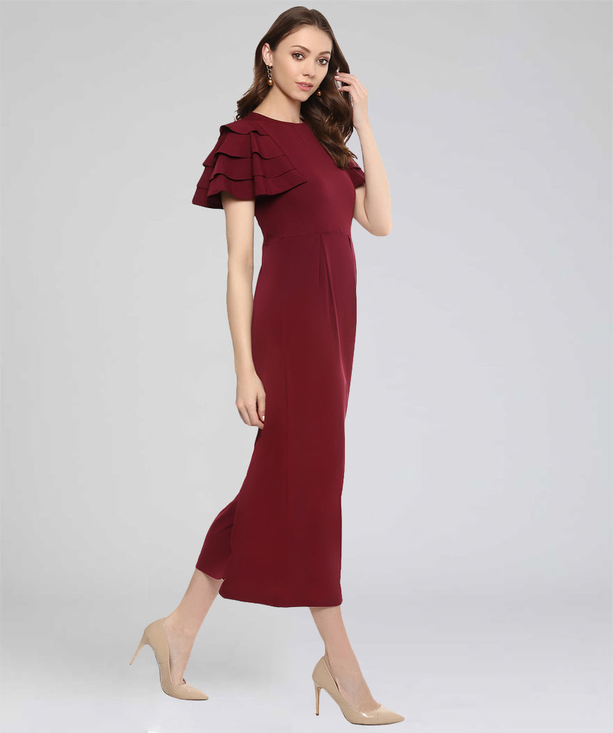 Culotte Ruffled Sleeve Jumpsuit - Uptownie