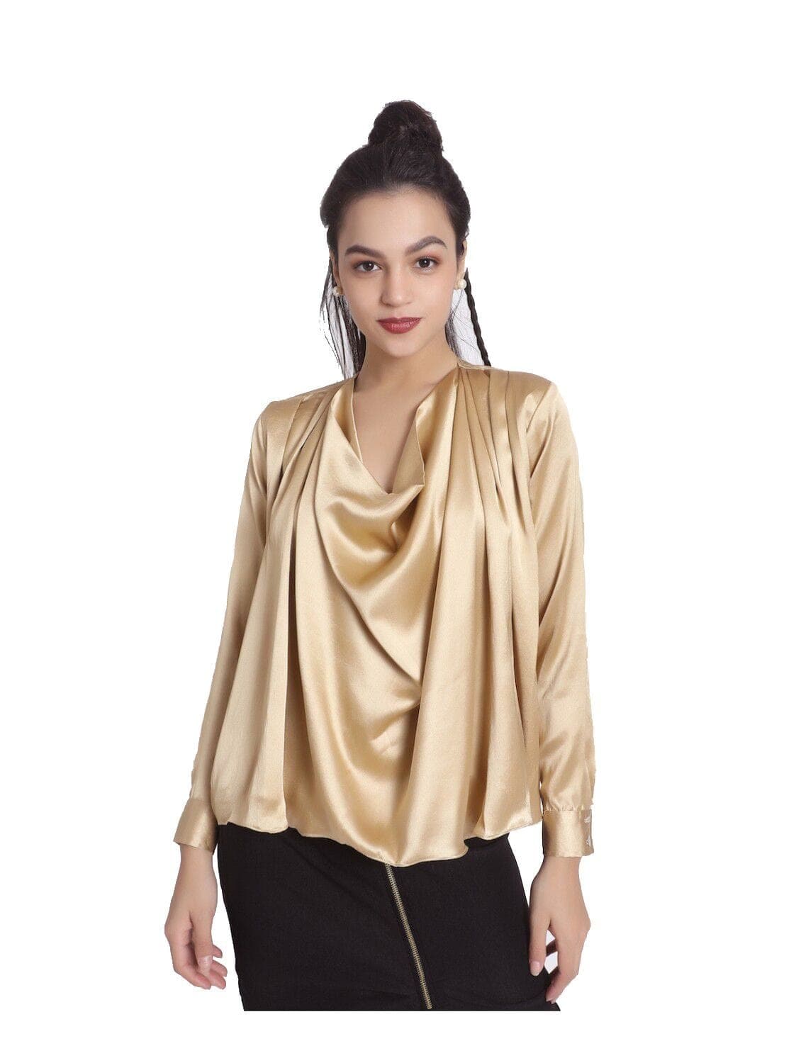 Solid Gold Satin Top - Uptownie