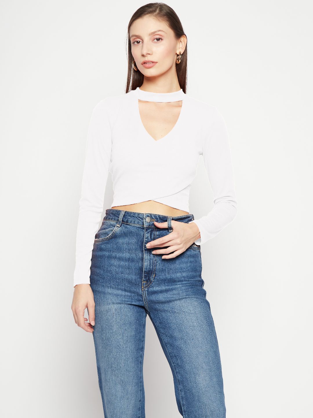 Stretchable Cotton Corset Look Crop Top