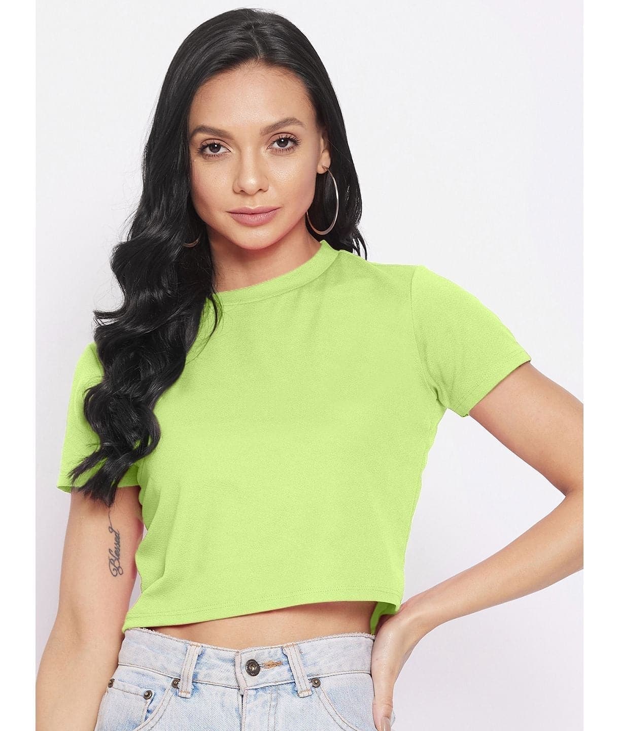 Plus Solid Cotton Crop Top - Uptownie