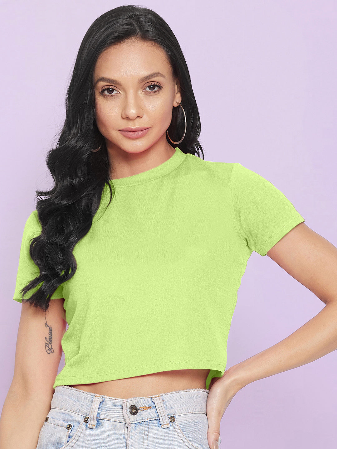 Solid Cotton Stretchable Crop Top - Uptownie