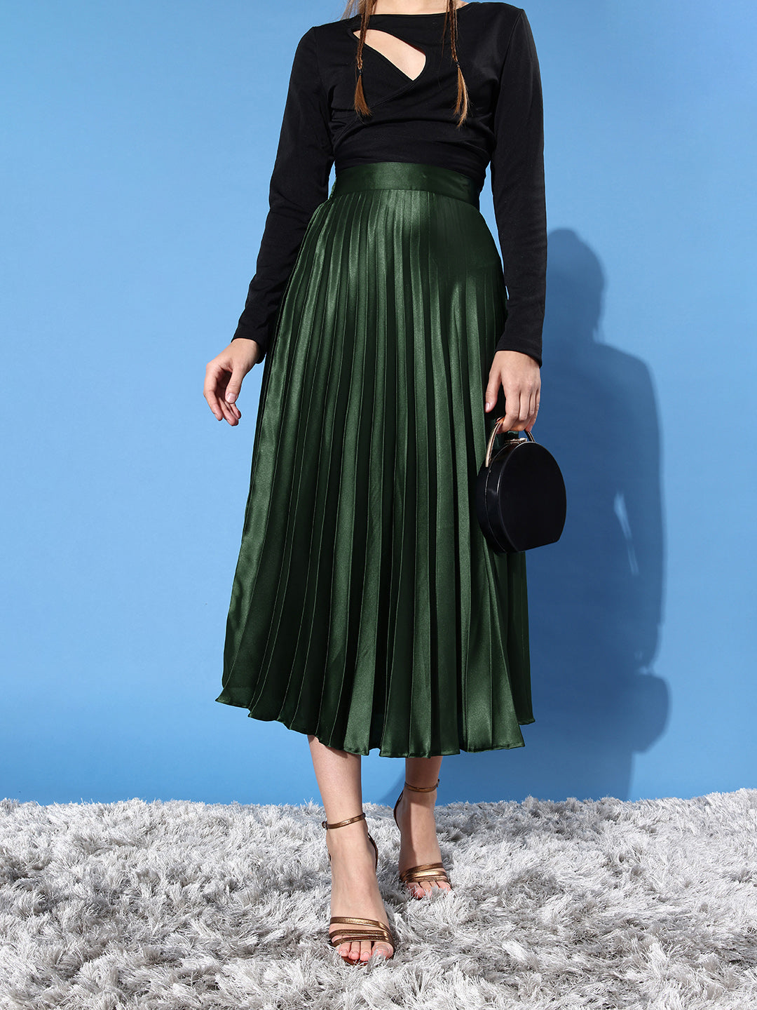 Pleated Midi Skirt - Uptownie