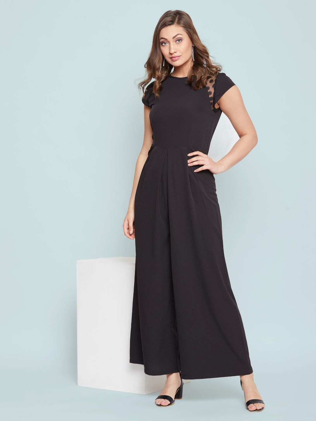 Lace Sleeve Full Length Jumpsuit - Uptownie