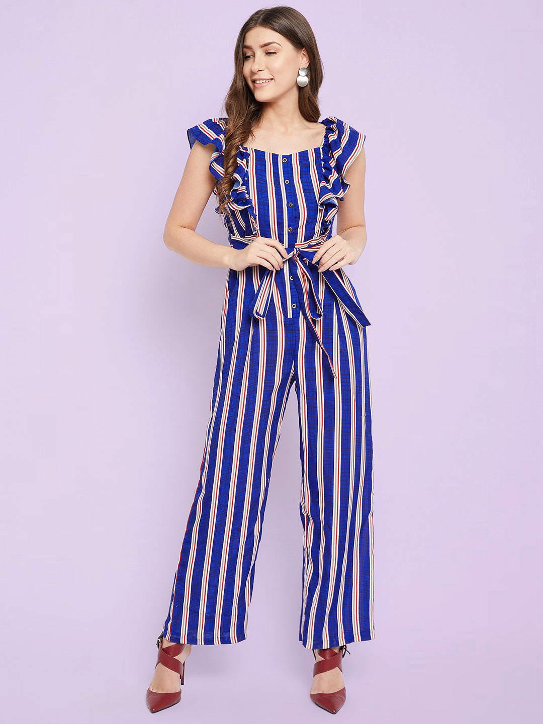 Short Ruffle Sleeved Jumpsuit - Uptownie