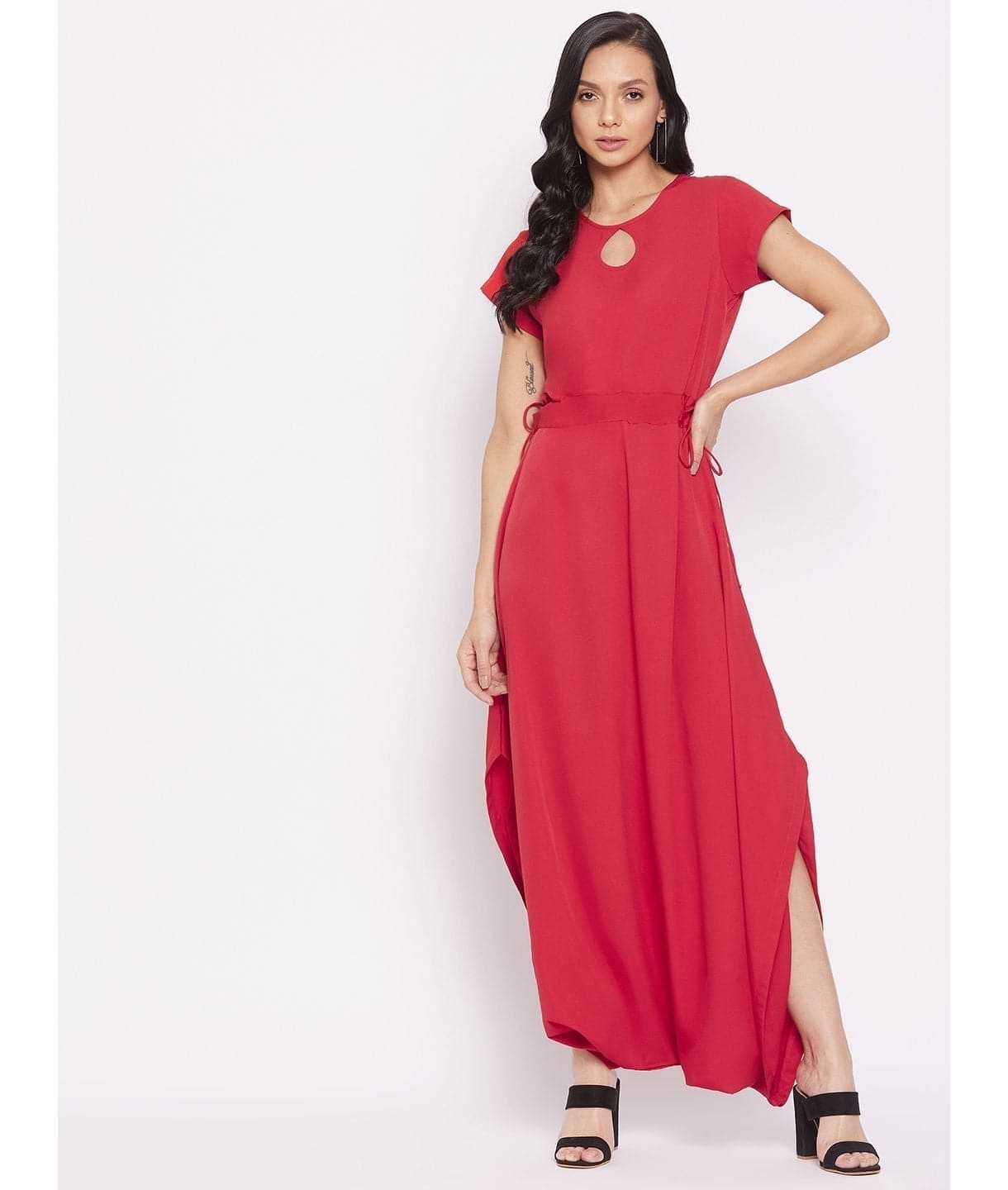 Plus Solid Cutout Dhoti Jumpsuit - Uptownie