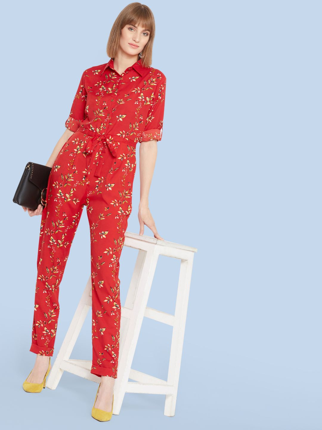 Floral Roll Up Jumpsuit - Uptownie