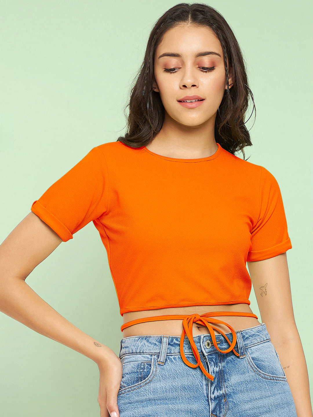 Tie Up Stretchable Cotton Top - Uptownie