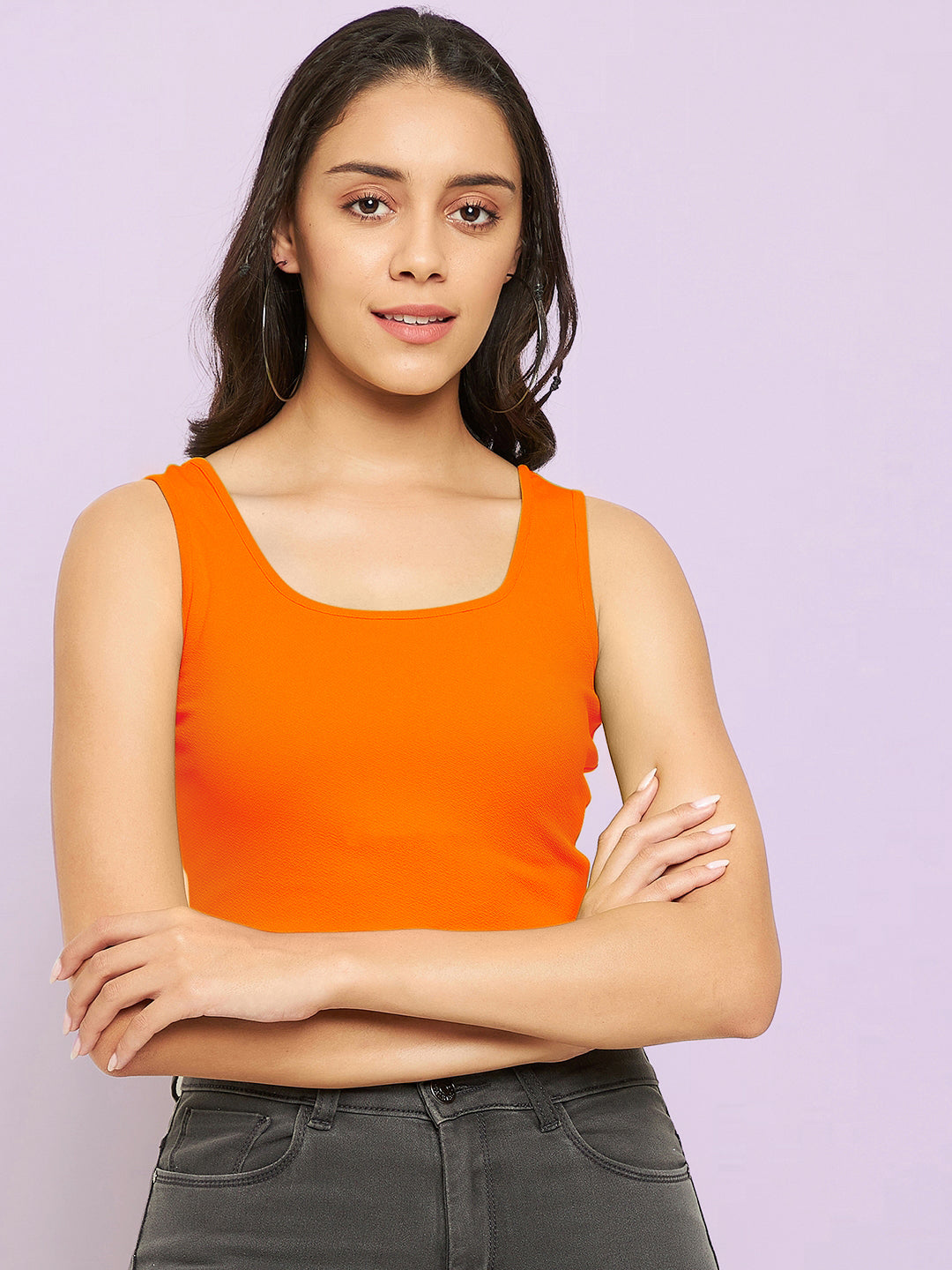 Cotton Stretchable Basic Round Neck Crop Top - Uptownie