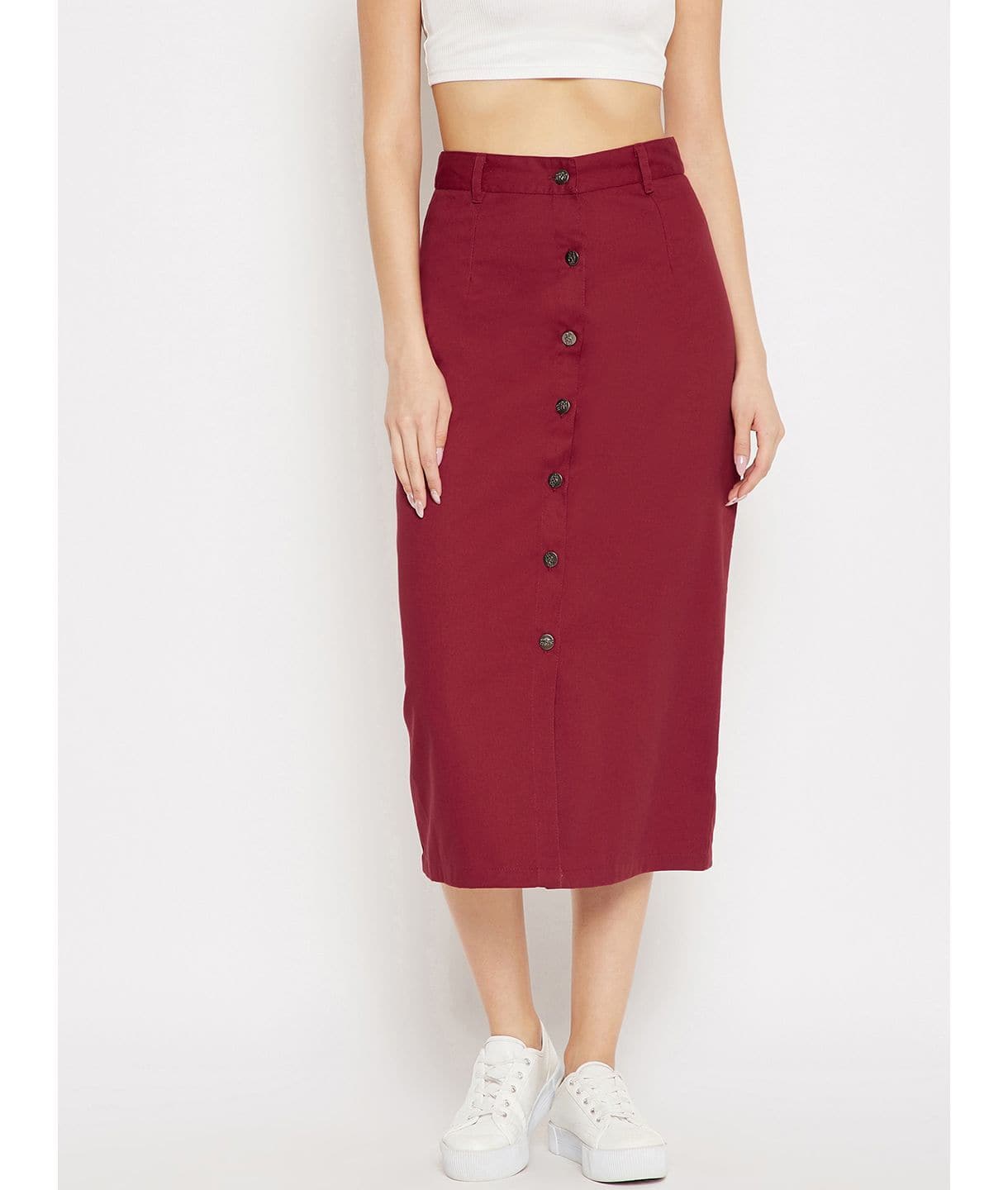 Stretchable Midi Denim Skirt - Uptownie