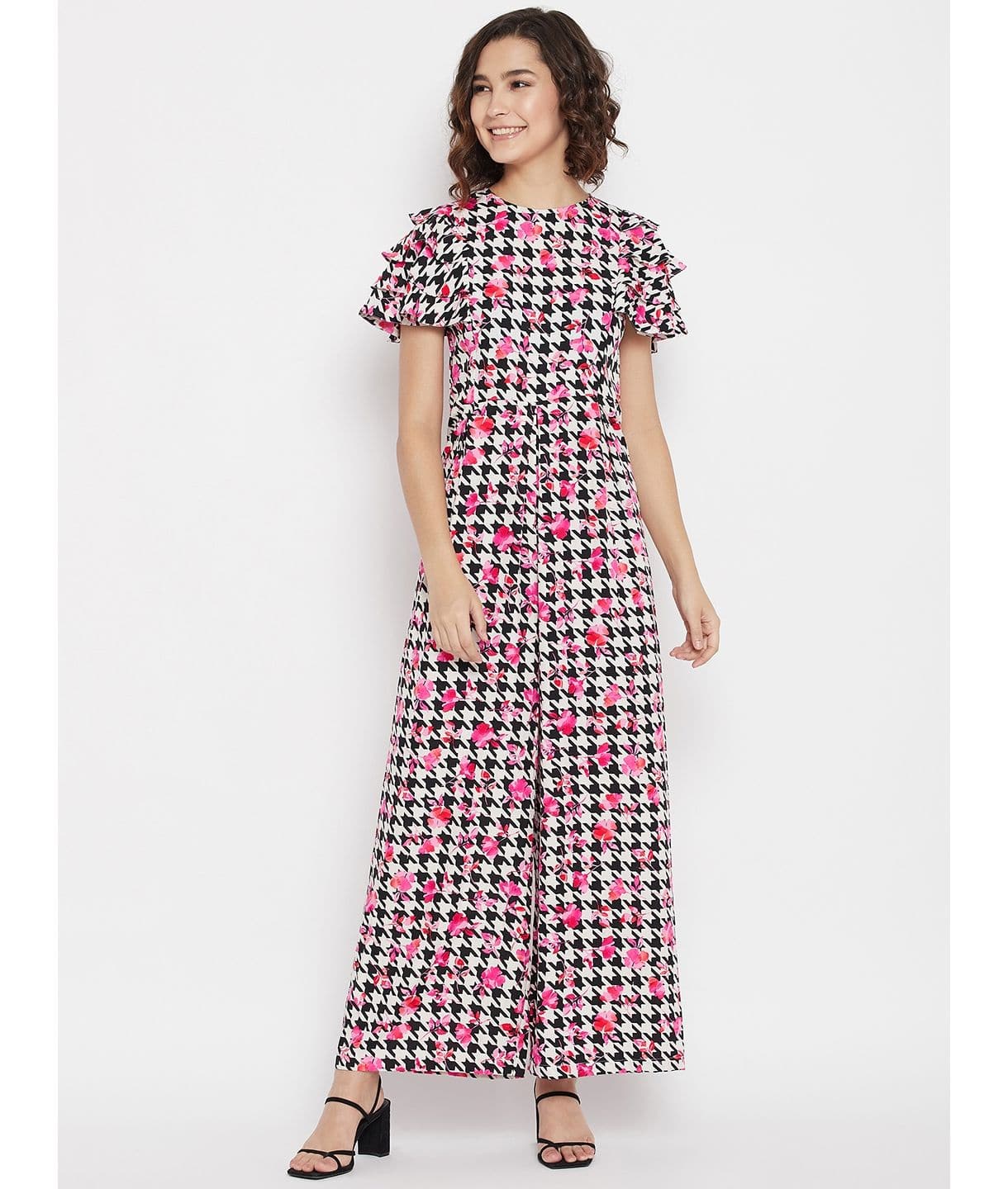 Plus Relaxed Fit Ruffled Sleeve Jumpsuit - Uptownie