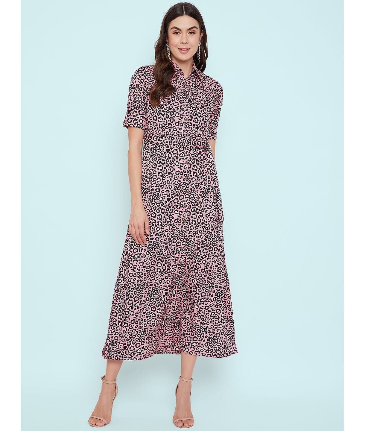Collar Buttoned Down Shirt Maxi Dress - Uptownie
